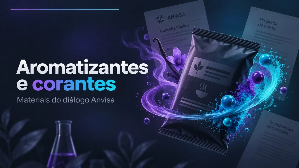 Capa: diálogo Anvisa - embalagem com swirls de aromatizantes e corantes